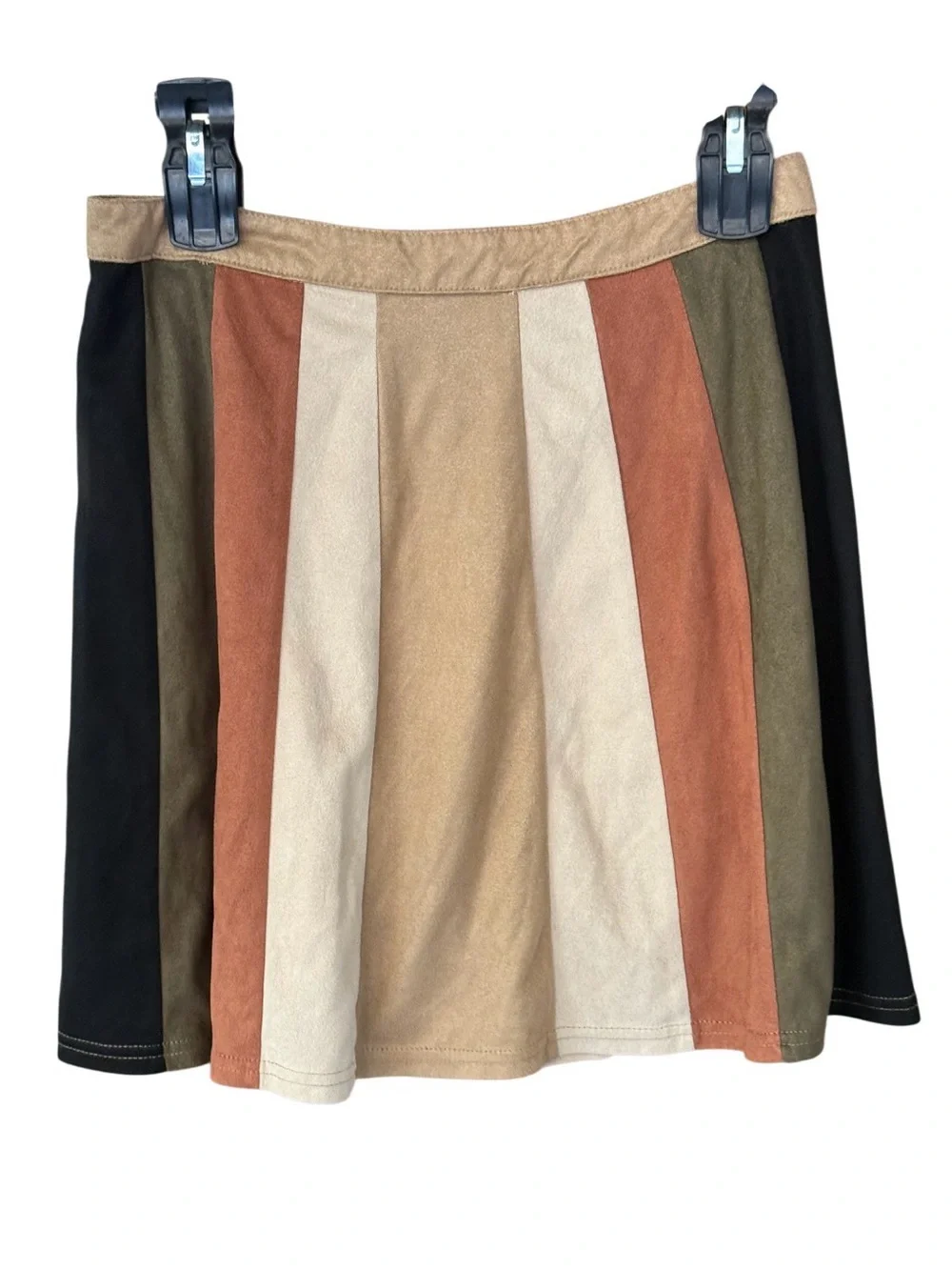 Andree by Unit Faux Suede Colorblock Snap Front Western Mini Skirt M